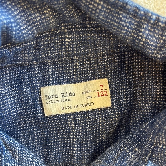 Zara kids Blue Kids button up dress shirt size 7 - Picture 3 of 7